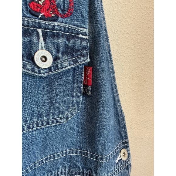 Vtg 90s Disney Mickey Unlimited Mouse Denim Overalls Retro Embroidered Sz XL - Picture 4 of 6